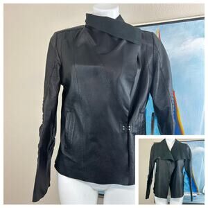 Trouve Leather Moto Jacket Draped Front - Black Size Women’s Medium